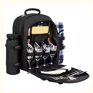 定制4人套装隔热冷却器酒袋野餐袋便携式家庭大容量野餐背包