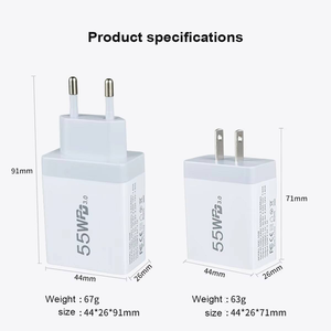 4 Portas Smart USB Charger Plug PD 20W TYPE-C 55W Carregador Rápido EU UK AU US Wall Charging Block para iPhone Samsung Usb-c Carregador - Product Image 3