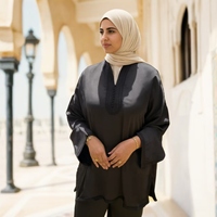 Ensemble décontracté modeste avec logo personnalisé pour femmes musulmanes, tunique et pantalon, vente en gros, fournisseur de boutique au Koweït, ensemble hijab
