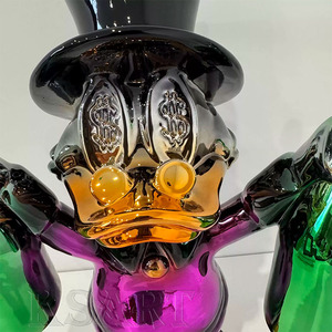 Decoración de escultura de botella de vino de hombre rico grande de pato <span class=keywords><strong>Donald</strong></span> electrochapado-diseño creativo compuesto de fibra de vidrio - Product Image 6