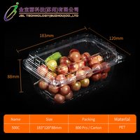 500g de qualité alimentaire personnalisé en plastique PET clair fruits boîte à clapet emballage fraise Punnet pour supermarché