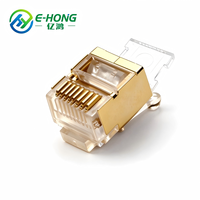Connecteur modulaire RJ45 8P8C CAT6 FTP à corps court, blindage doré avec support rabattable pour câble réseau blindé CAT6 FTP
