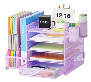 المنتجات الأكثر مبيعاً 2025 منظم مكتبي من الحرف المعدنية مع حامل ملفات وصينية ورق 5 طبقات مع درج في سوق الأدوات المكتبية الصيني - Product Image 5