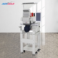 Machine à broder mini REVHON à une tête, 12 aiguilles, facile à déplacer, haute vitesse 1200 tr/min pour casquettes, t-shirts, pulls, cuir, etc.