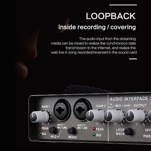 Hỗ Trợ Thẻ Âm Thanh USB Nguồn Ảo 48V, Giao Diện USB Âm Thanh Phòng Thu <span class=keywords><strong>MIDI</strong></span>, Usb Âm Thanh Interfaz De Cho Podcast, Phát Trực Tiếp - Product Image 3