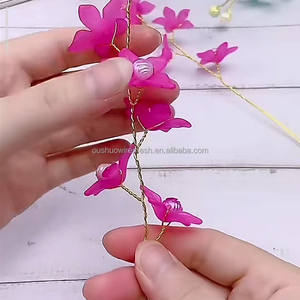 Fournitures de matériel perlé 24 jauge couleur or fil floral fil artisanal fait à la main 80cm fil de fer métallique pour bricolage fleur de perles - Product Image 5