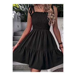 Women's Viscose Flowy Midi <b>Dress</b> Wide Strap 90 Cm Casual Style - Product Image 1