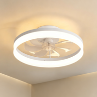 Ventilateur de plafond LED 60W 19,7 pouces avec éclairage, 7 pales, moteur réversible, 6 vitesses, silencieux, abat-jour en acrylique blanc