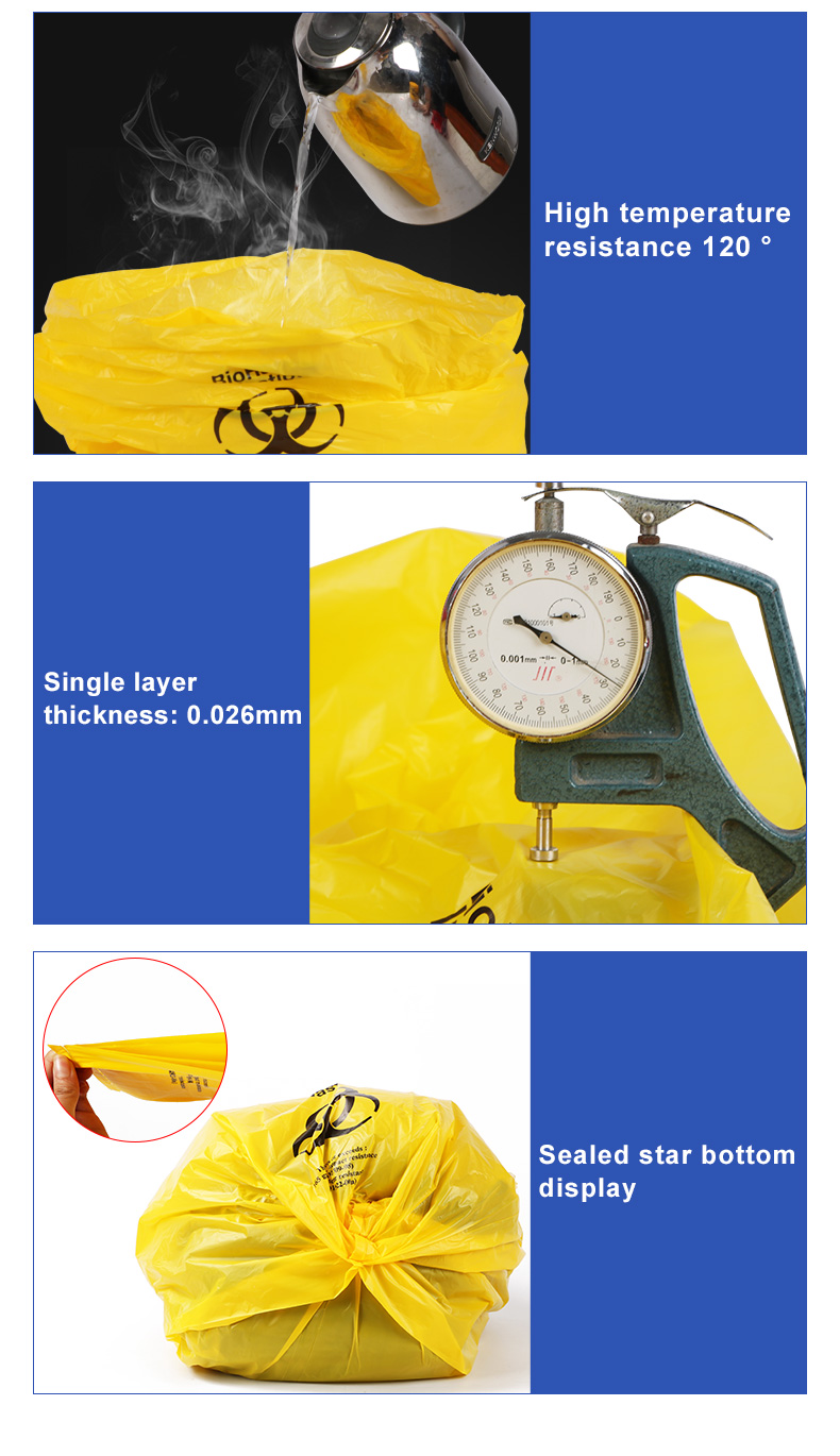 Red HDPE LDPE disposable bio medical waste bags biohazard bags for hospital