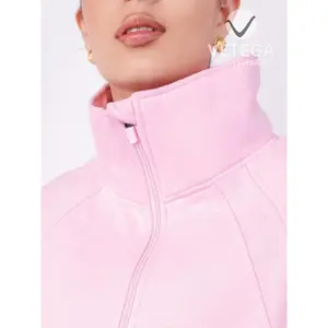 Sudadera Deportiva Ligera con Media Cremallera para Mujer Vetega, de Poliéster, Mangas Largas, Color Rosa, con Bolsillo, Informal - Product Image 2