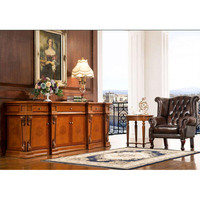 Bureau de direction en bois massif de style colonial américain vintage avec fauteuil en cuir pour villa