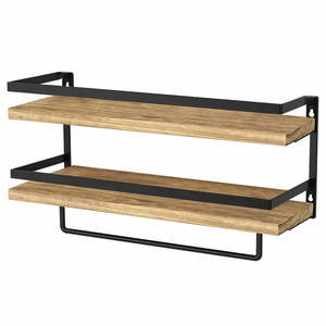 Set di 2 Mensole Marrone Chiaro, Mensole Galleggianti, Scaffali da Parete per Soggiorno/<span class=keywords><strong>Cucina</strong></span>/Camera da Letto, Portasciugamani da Bagno - Product Image 1