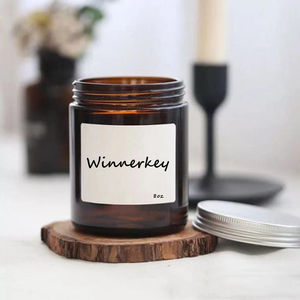 Custom 100g-250g Amber Empty Glass Holders with Lid for Christmas <strong>Lanterns</strong> <strong>Candle</strong> Jars for <strong>Candles</strong> - Product Image 6