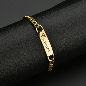 Bracciale Minimalista in Acciaio Inossidabile con Incisione Personalizzata, Catena Cubana da Uomo con Barra ID, Nome Inciso su Acciaio Inossidabile - Product Image 3