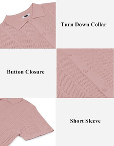 Người Đàn Ông Của Chất Lượng Cao Rắn Màu Đan Nút Xuống Áo Sơ Mi Giản Dị Kết Cấu <span class=keywords><strong>Polo</strong></span> Áo Sơ Mi Ngắn Tay Áo Cổ Điển Mùa Hè Bãi Biển Tops - Product Image 6