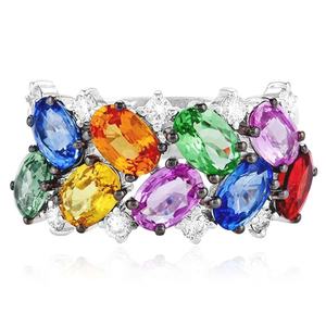 Bague de fiançailles en argent sterling 925 plaqué or jaune avec pierres précieuses colorées, sertie à griffes, certifiée IGI, pour mariage et anniversaire - Vente en gros - Product Image 5