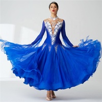 B-19612 personnaliser bleu international standard robe de danse de salon organza robe de concours pour la danse de salon pour les femmes