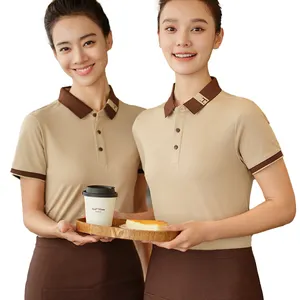 Compression Shirt Modern Restaurant Uniforms For Waiter And Waitress Shirt Lapel Short Sleeve Hotel Uniform Design Golf Shirt