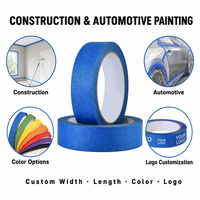 Ruban de masquage bleu en papier crépon résistant aux UV, sans résidus, 14 jours, pour la construction et la peinture automobile