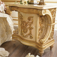 Cama con Dosel de Madera de Alta Gama, Tamaño Queen/King, Estilo Clásico Francés, Lujoso Marco de Cama con Dosel Dorado para Niñas