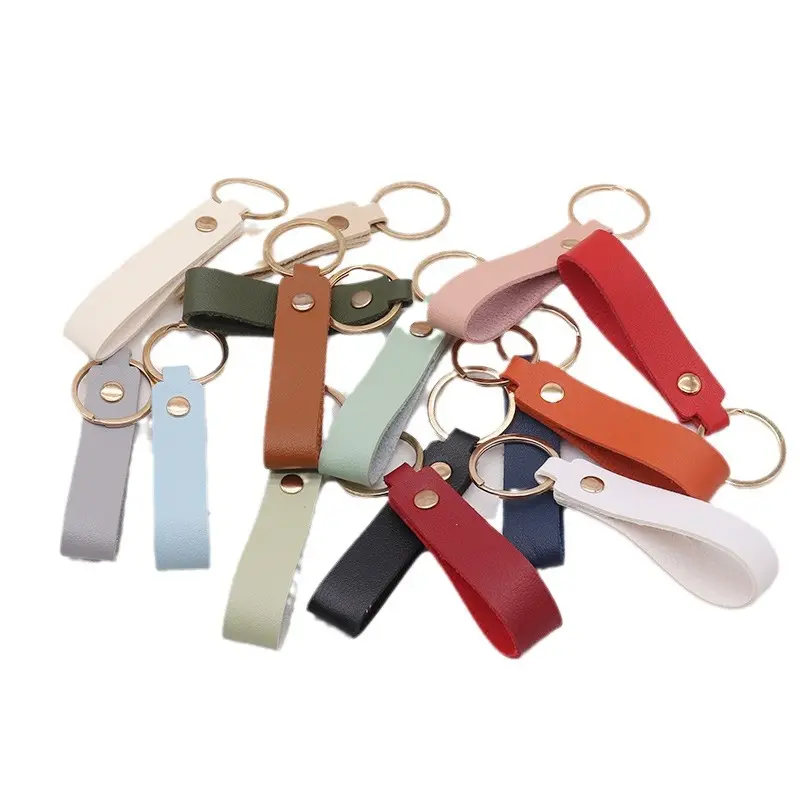 Lilangda Simple Solid Color Luggage Accessories Car Pendant Multi color PU Leather Room Card Check Card Access Key Ring Buckle