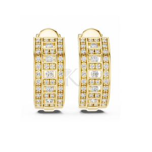 Pendientes de Aro Anchos con Incrustaciones de Diamantes, Diseño Personalizado, Joyería Fina Elegante y Minimalista, Perfecta para Mujer - Product Image 1