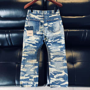 Venta al por mayor de <span class=keywords><strong>vaqueros</strong></span> <span class=keywords><strong>baratos</strong></span> de los hombres, los pantalones <span class=keywords><strong>vaqueros</strong></span> de gran tamaño, de alta calidad fina bordada Impresión de diseño de la calle de ocio de moda para los hombres - Product Image 3