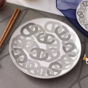 Best Selling European Luxury Grey and Colorful Runway Pattern Dining Room Set Bone China <b>Cup</b> & <b>Saucer</b> - Product Image 3