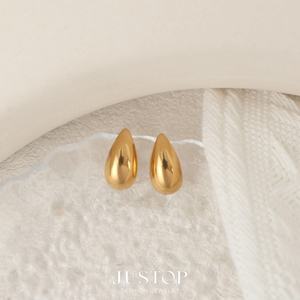 Estilo francés 18K chapado en oro de acero inoxidable Stud diseño de gota de agua para mujeres Simple elegante moda fiesta joyería de moda - Product Image 5