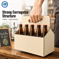 Boîte de transport pour bouteilles de vin écologique et recyclable, emballage de 6 bouteilles avec poignée, logo personnalisé imprimé, boîte en carton ondulé