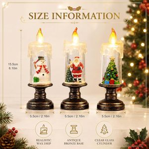 Lumières de Noël étanches à piles, décorations d'arbre LED, lampe à vent, lanterne à eau, lanterne à bougie pour les fêtes - Product Image 3