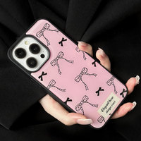 Coque de téléphone nœud papillon rose en résine époxy pour iPhone16 /16 Plus/16 Pro/16 Pro Max/ iphone 15promax/13Promax/14pro