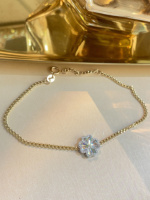 Bracelet Xinfly en or 18 carats avec diamant naturel de 0,15 ct, motif cœur et trèfle à quatre feuilles
