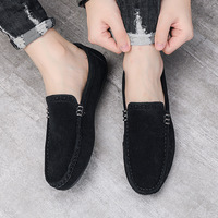 Mocassins rétro tendance en cuir fendu pour hommes, à enfiler, toutes saisons, décontractés, pour la conduite en extérieur, avec semelle extérieure en caoutchouc antidérapante