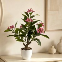 Plante artificielle de Plumeria rose en pot avec pot blanc en PE, fleur réaliste imperméable, plante artificielle pour la décoration de Noël à la maison