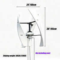 Generador Eólico Vertical de 800W VAWT, Kit de Generador de Energía Eólica para Uso Doméstico con 3 Aspas de Fibra de Vidrio, Blanco