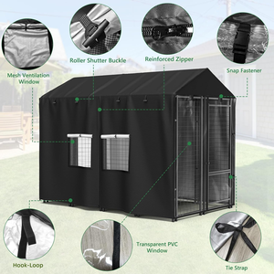 Outdoor Dog Kennel <b>Cover</b> Full Coverage with Transparent PVC <b>Window</b> and Breathable Mesh for Multiple Brands of Kennels Only <b>Cover</b> - Product Image 3