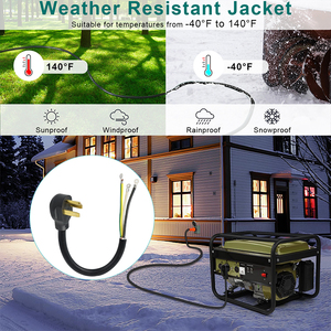 Câble d'alimentation 50 ampères à 4 broches avec bornes annulaires / Pigtail NEMA 14-50P / Câble secteur pour four électrique - Product Image 3