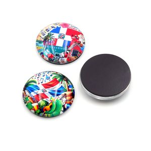 Custom 3D Round Glass Cabochon Customizable Country Dominica <b>Fridge</b> Crystal Magnet - Product Image 3