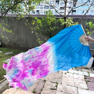 Ventaglio di seta di <span class=keywords><strong>danza</strong></span> del ventre veli fatti a mano colorati tinto in cravatta per donne che ballano spettacolo artistico - Product Image 5