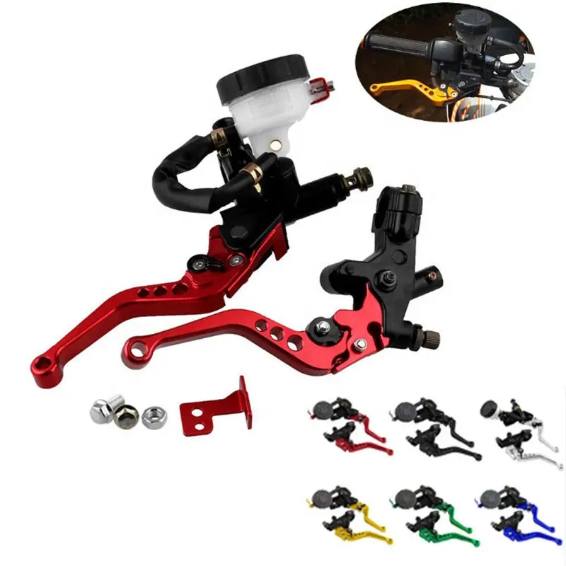 Universal CNC 22mm Motorcycle Brake Clutch Levers Master Cylinder Reservoir Set For Honda Suzuki Kawasaki Yamaha D10