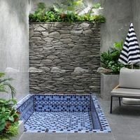 Tuile de bordure en céramique de tuile de piscine de fleur bleue émaillée par porcelaine de Style marocain pour la piscine
