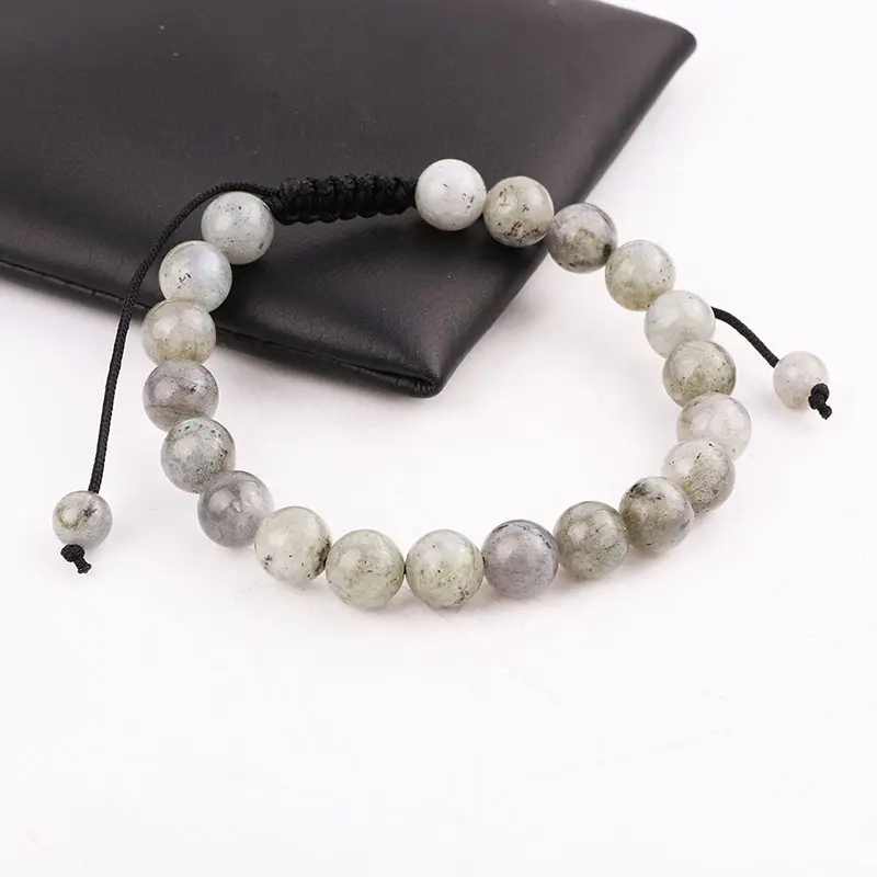 Yiwu bijoux usine faisant 8MM pierre naturelle oeil de chat jaspe perles à la main macramé amitié Bracelet réglable hommes femmes