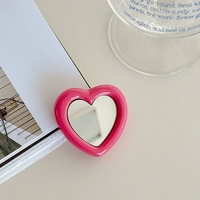 Coque de téléphone miroir d'amour en forme de coeur de couleur vive Macaron avec support de bureau rose extensible et portable