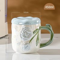 Vente en gros tasse cadeau INS créative en céramique peinte à la main nacrée lustre tasse à café mignonne en céramique personnalisée OEM avec fleur en relief