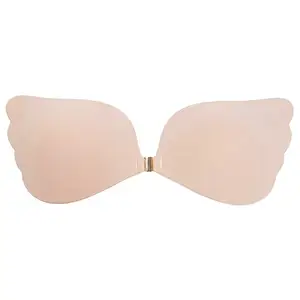 Women Wing Shape Comfortable Reusable Silicone Pushup Bra Hypoallergenic Solid Color Bra