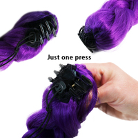 Queue de cheval tressée Rumi Purple 50 cm avec pince à griffes en cheveux synthétiques résistants à la chaleur, sans colle, pour cosplay