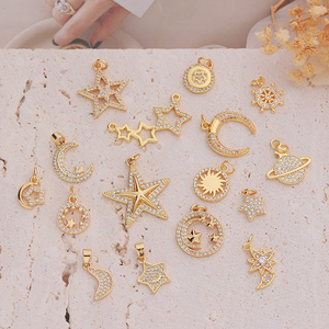 <span class=keywords><strong>Srat</strong></span> Mondanhänger Großhandel 18K Echt Vergoldet Bunte Zirkonia Mond-Charms für DIY Anhänger Schmuckherstellung - Product Image 1