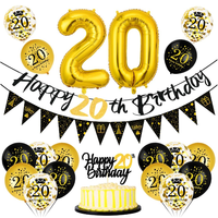 Bannière métallique Joyeux 30e Anniversaire, 30 Ballons en Aluminium Gonflables à l'Hélium, Ballons Confettis Imprimés, Décoration de Gâteau pour Fête