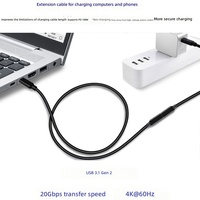 Cable de Extensión USB 3.1 Tipo-C Macho a Hembra, Multifuncional, para Teléfono Móvil, de Fábrica, OEM
